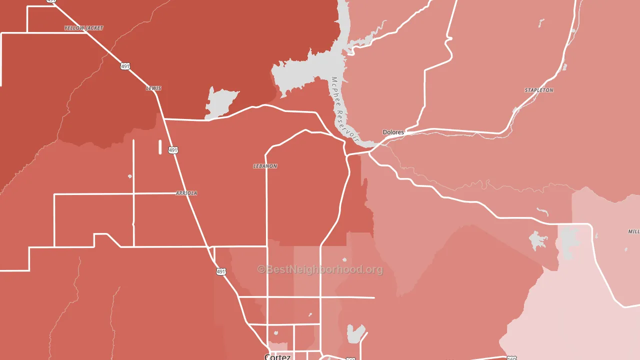 Dolores, CO block-group political-lean map