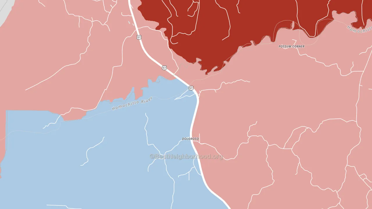 Doloroso, MS block-group political-lean map
