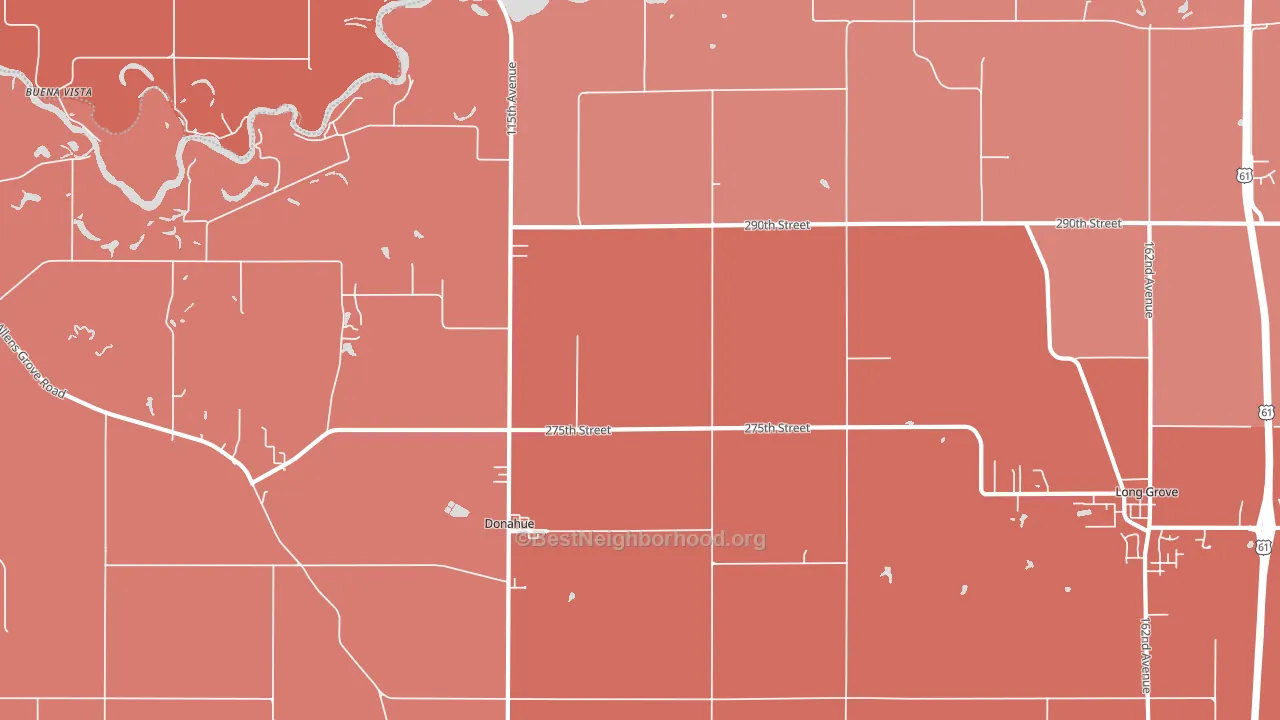 Donahue, IA block-group political-lean map