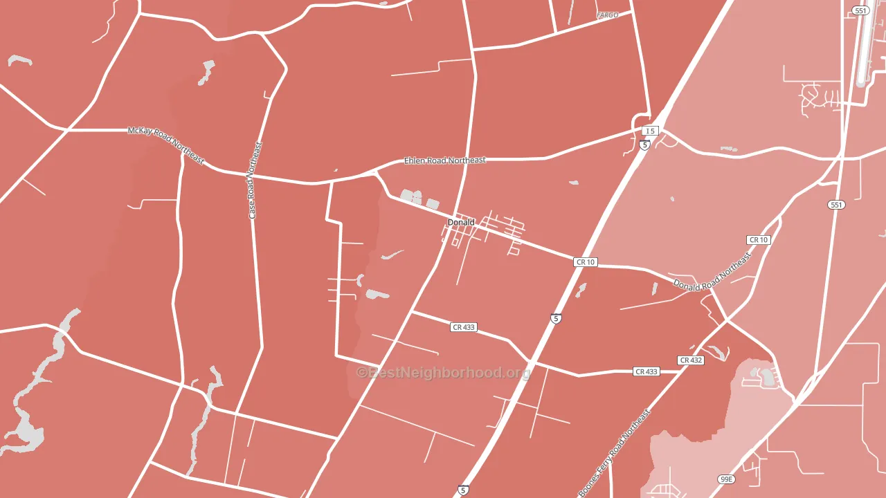 Donald, OR block-group political-lean map