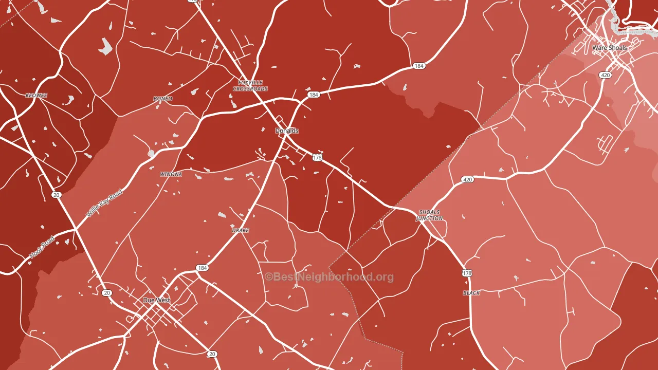 Donalds, SC block-group political-lean map