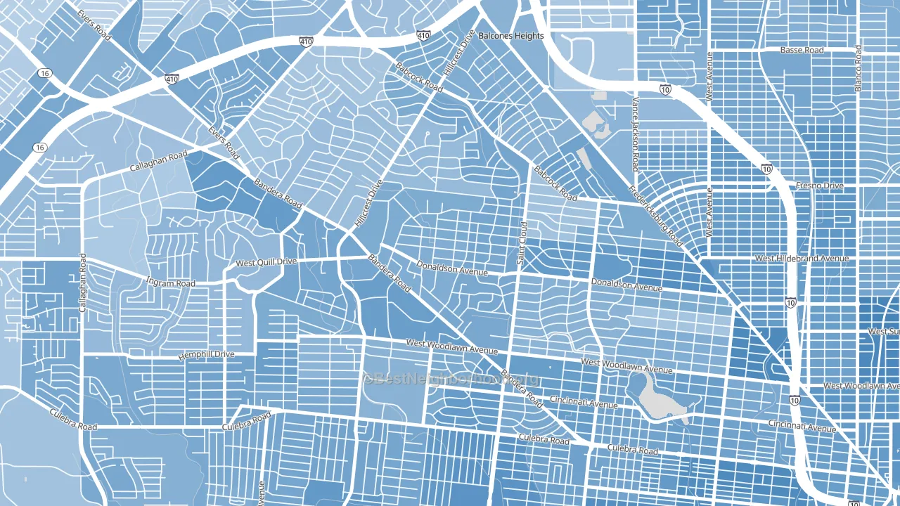 Donaldson Terrace, San Antonio, TX block-group political-lean map