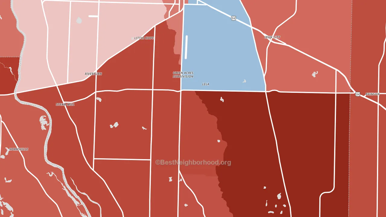 Donalsonville, GA block-group political-lean map