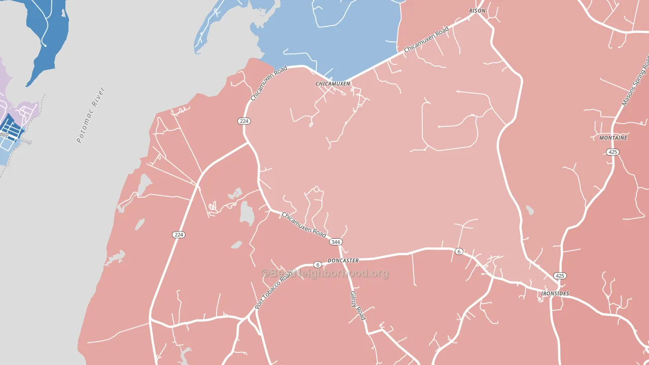 Doncaster, MD block-group political-lean map