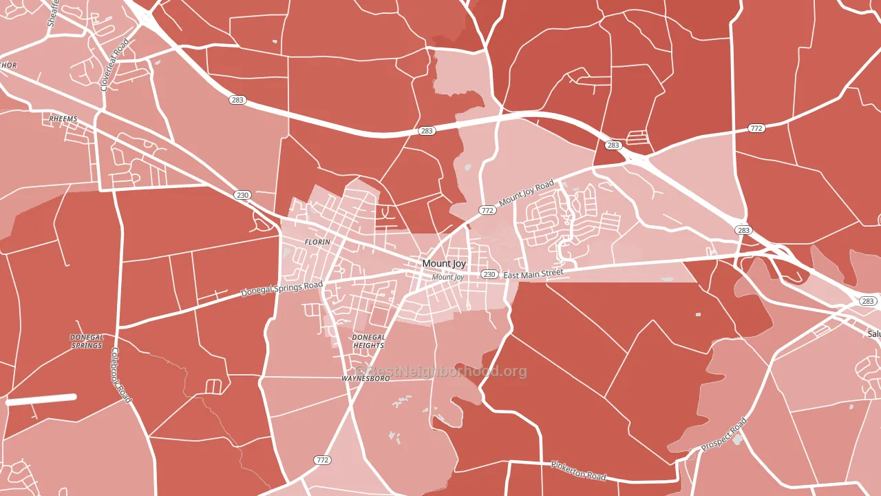 Donegal Springs, PA block-group political-lean map