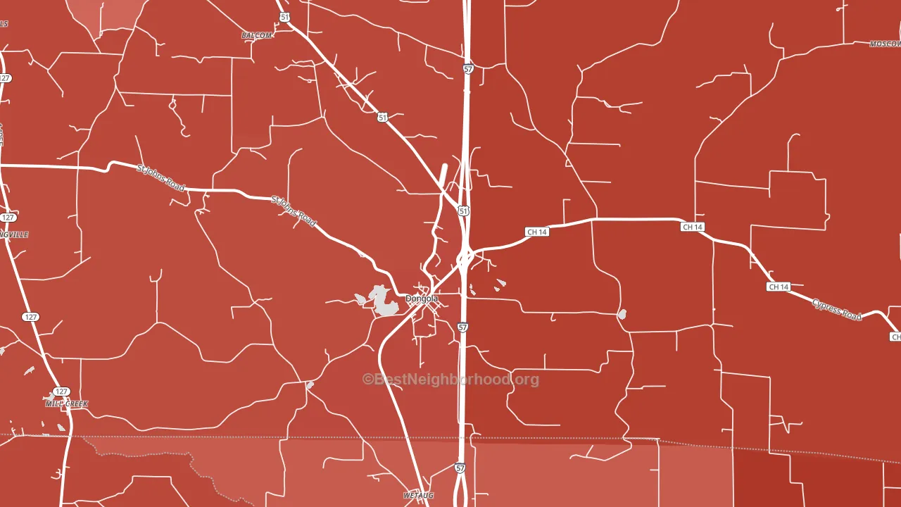 Dongola, IL block-group political-lean map