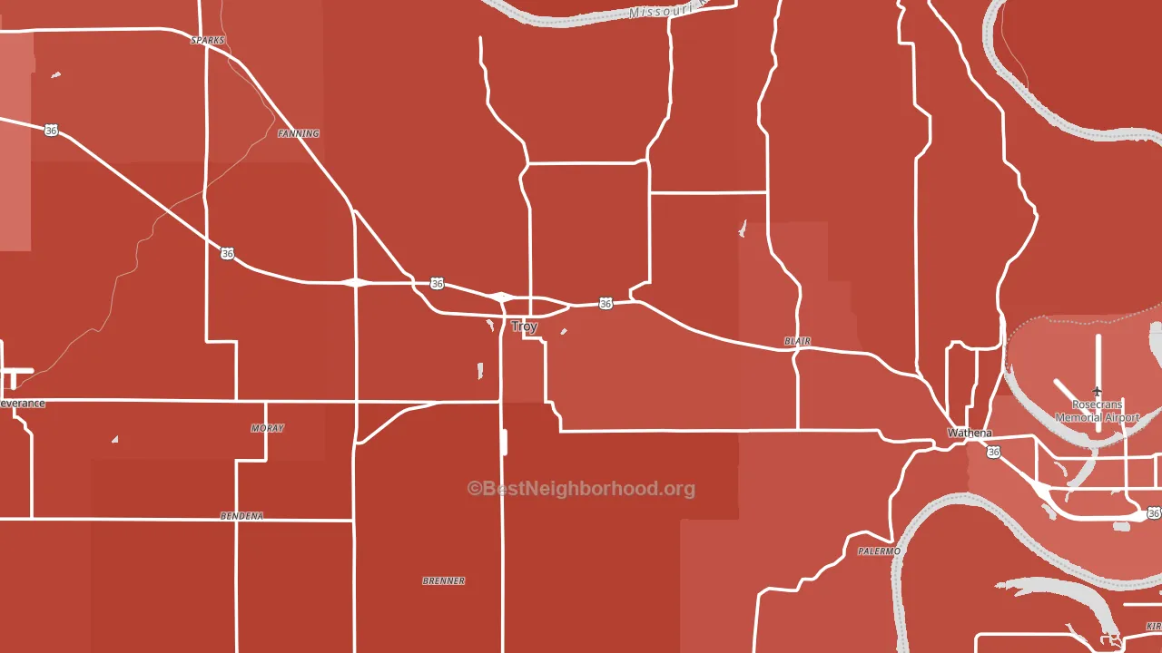 Doniphan County, KS block-group political-lean map