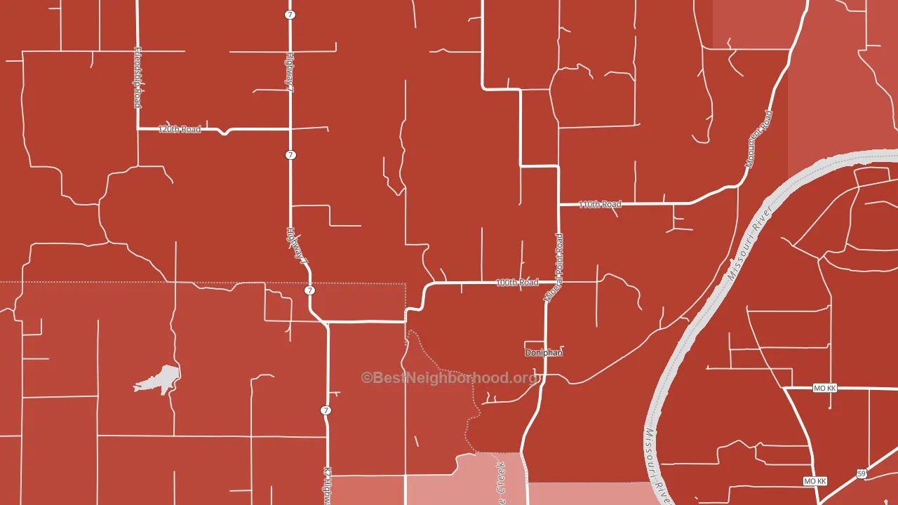 Doniphan, KS block-group political-lean map
