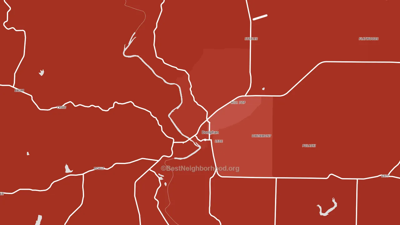 Doniphan, MO block-group political-lean map