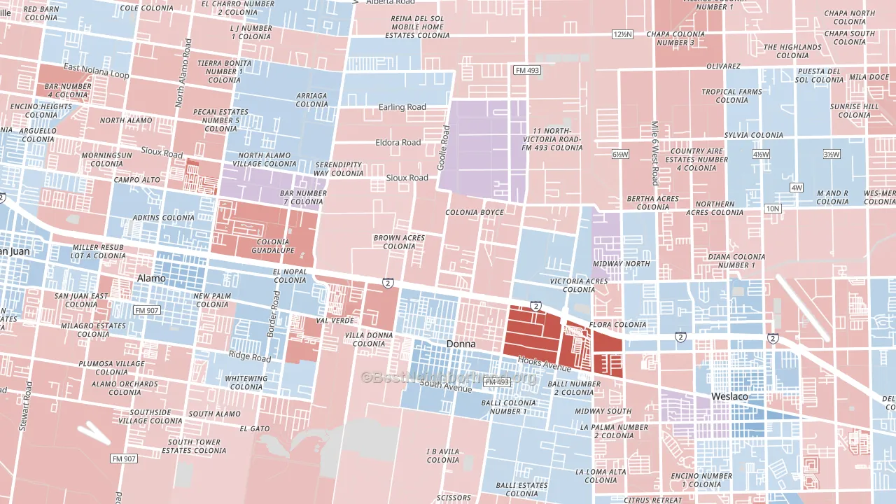 Donna, TX block-group political-lean map