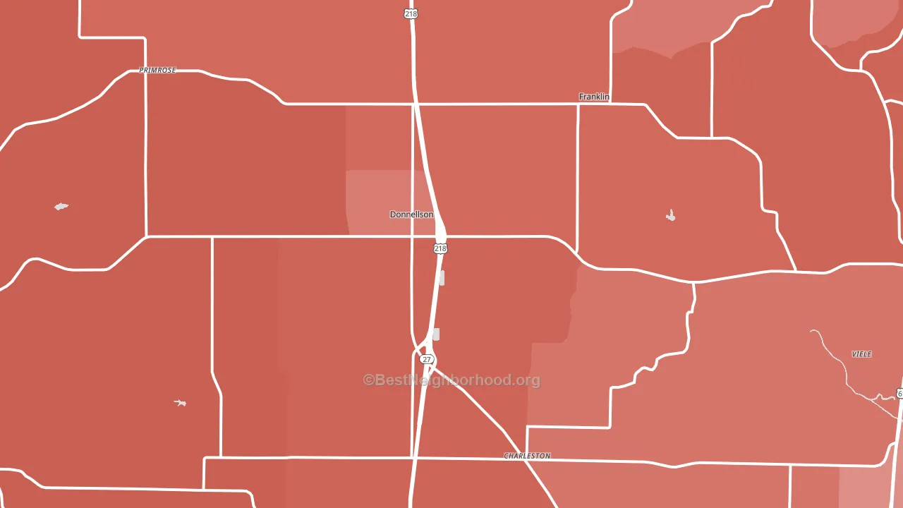Donnellson, IA block-group political-lean map