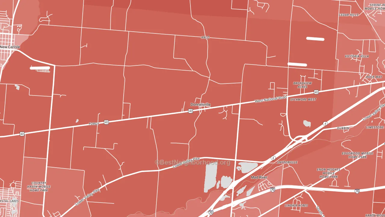 Donnelsville, OH block-group political-lean map