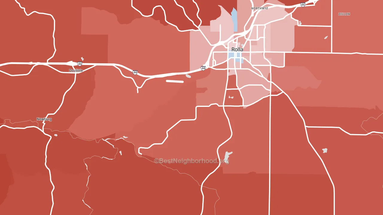 Doolittle, MO block-group political-lean map
