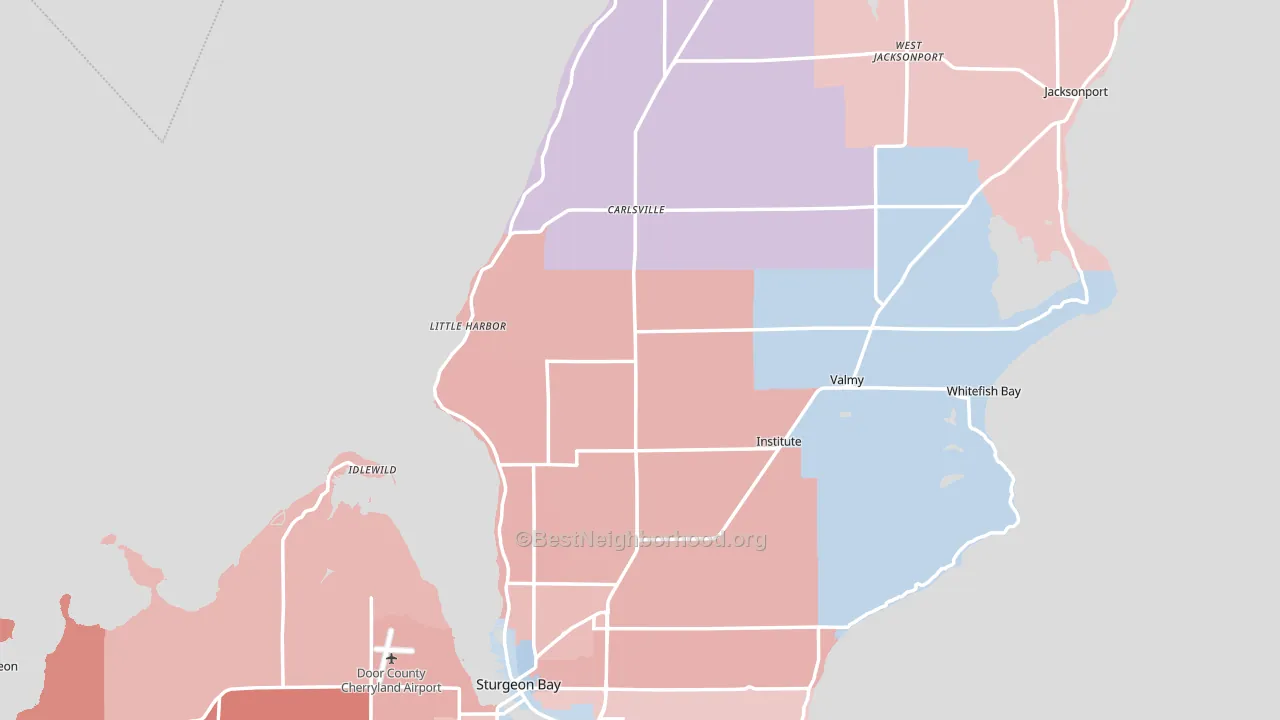 Door County, WI block-group political-lean map