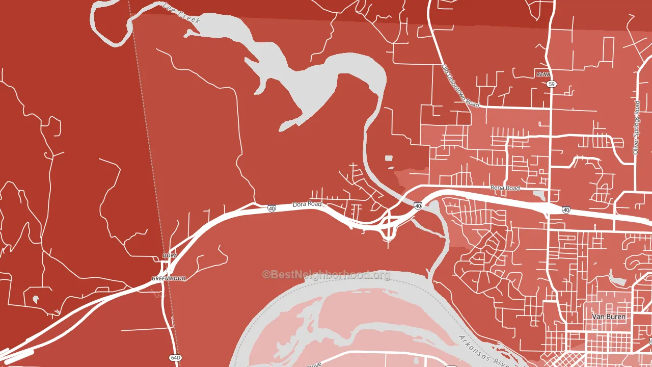 Dora, AR block-group political-lean map