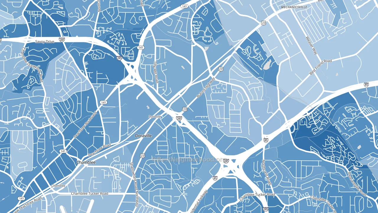 Doraville, GA block-group political-lean map