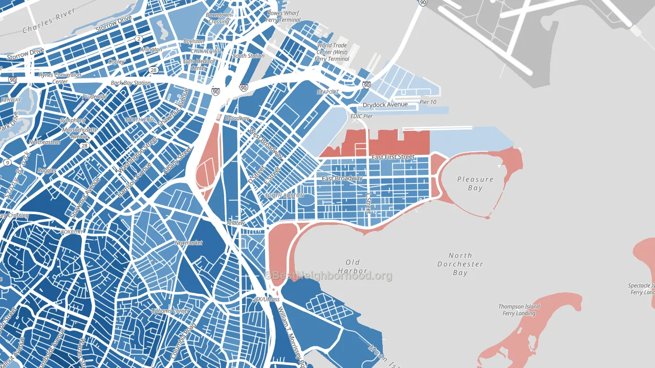 Dorchester Heights, Boston, MA block-group political-lean map