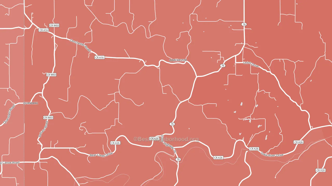 Dorchester, IA block-group political-lean map