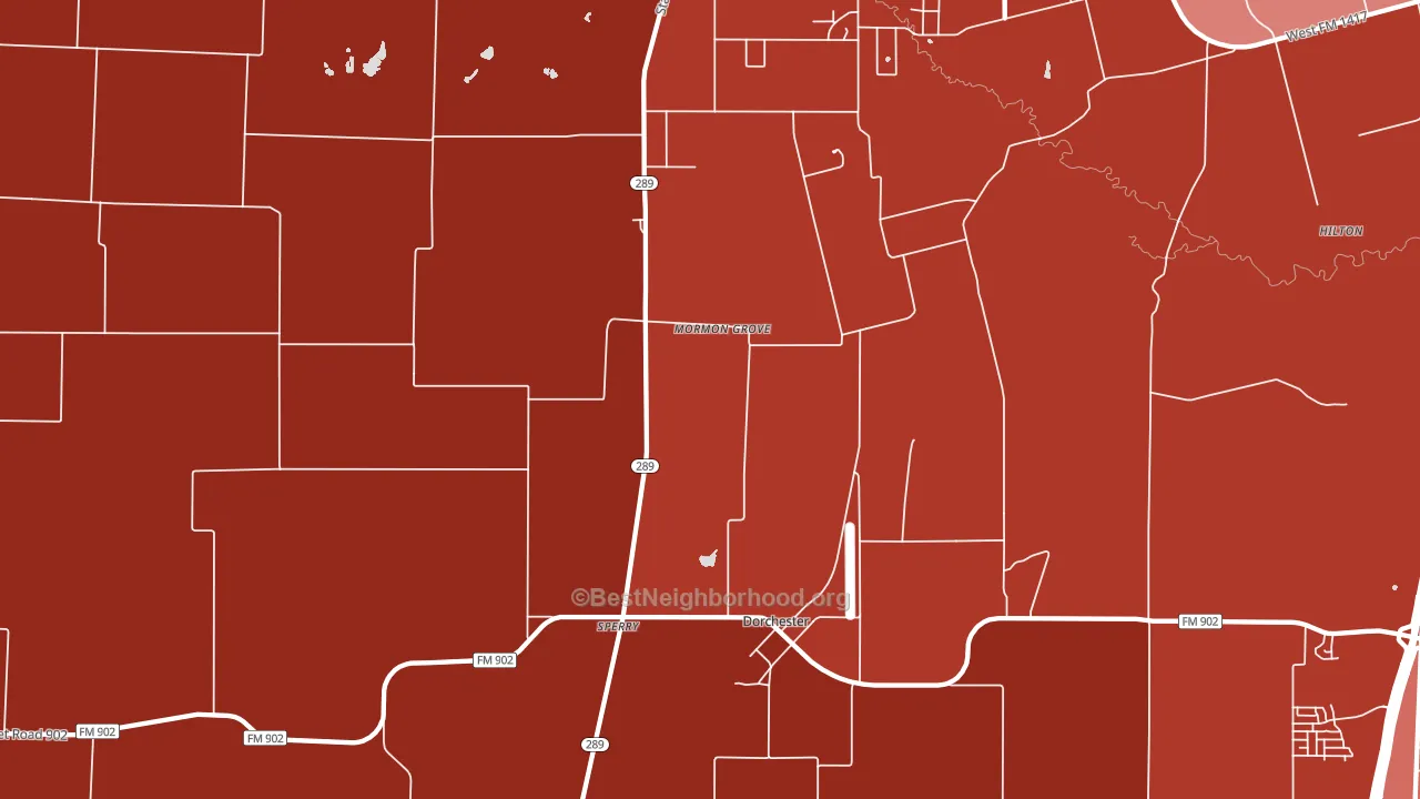 Dorchester, TX block-group political-lean map