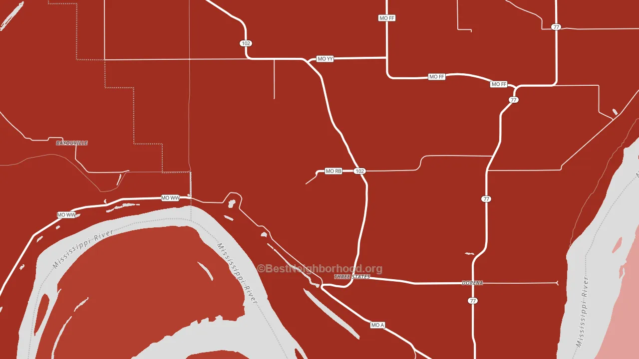 Dorena, MO block-group political-lean map