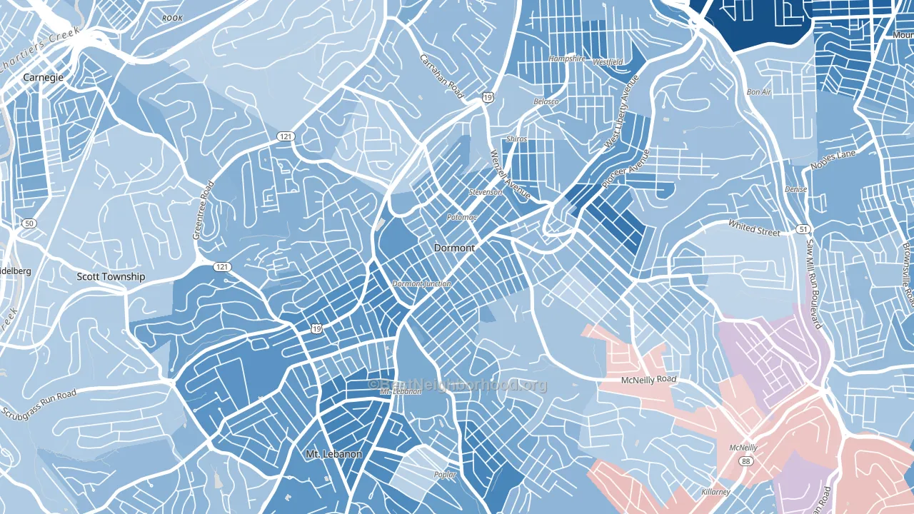 Dormont, PA block-group political-lean map