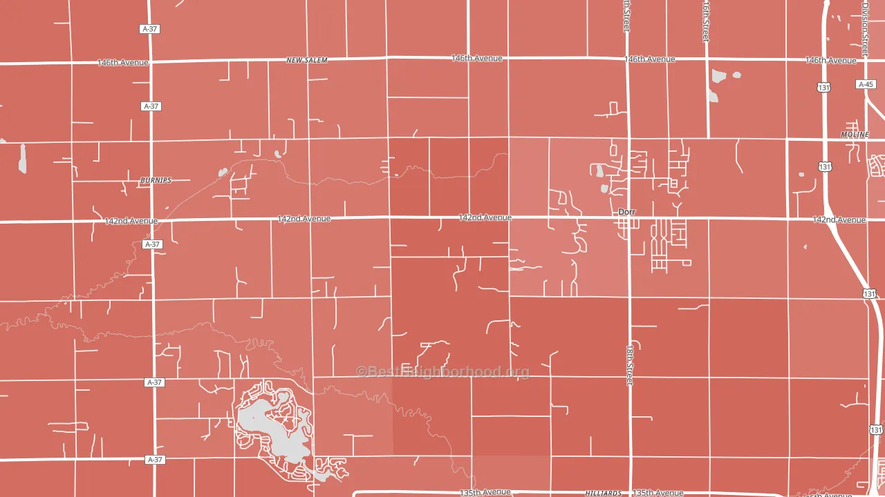 Dorr, MI block-group political-lean map