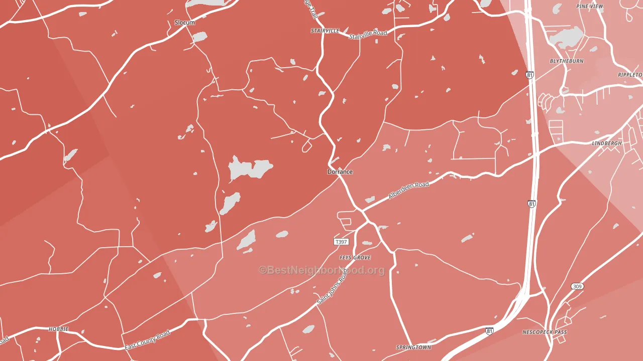 Dorrance, PA block-group political-lean map