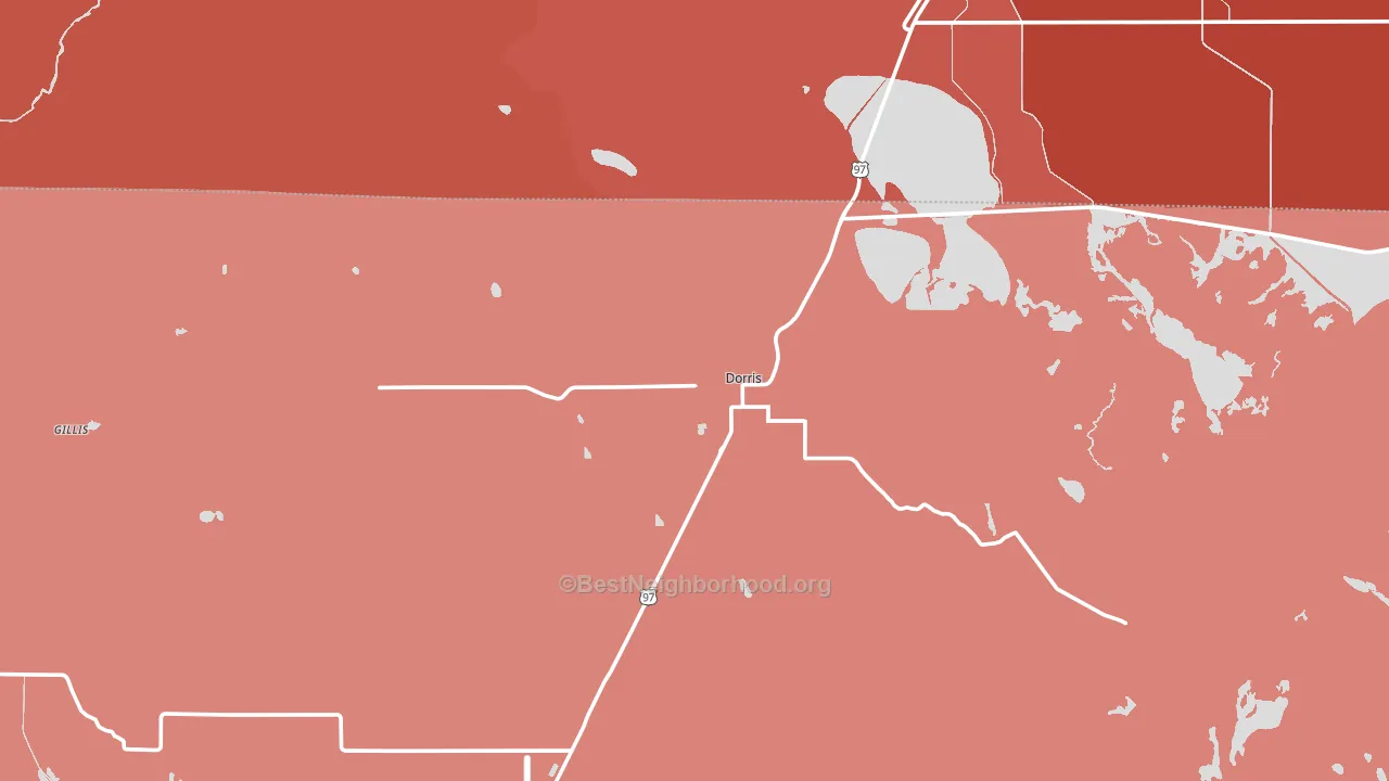 Dorris, CA block-group political-lean map