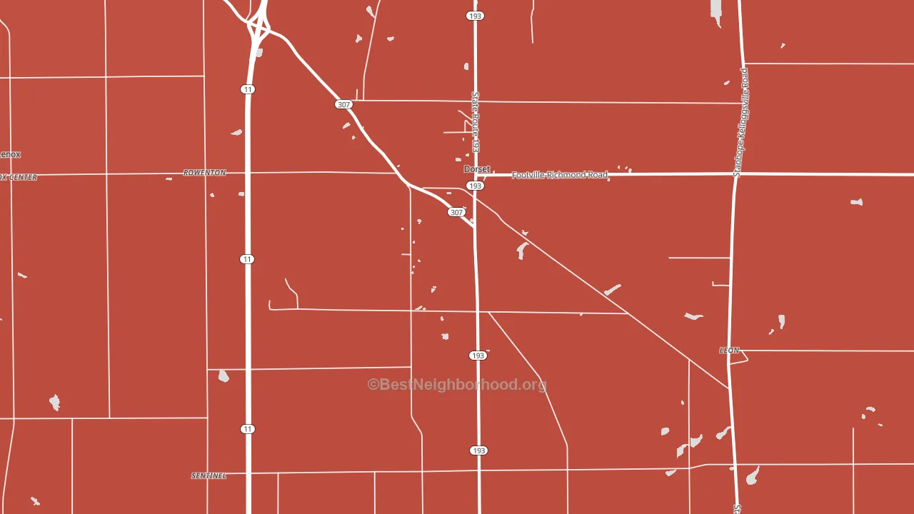 Dorset, OH block-group political-lean map
