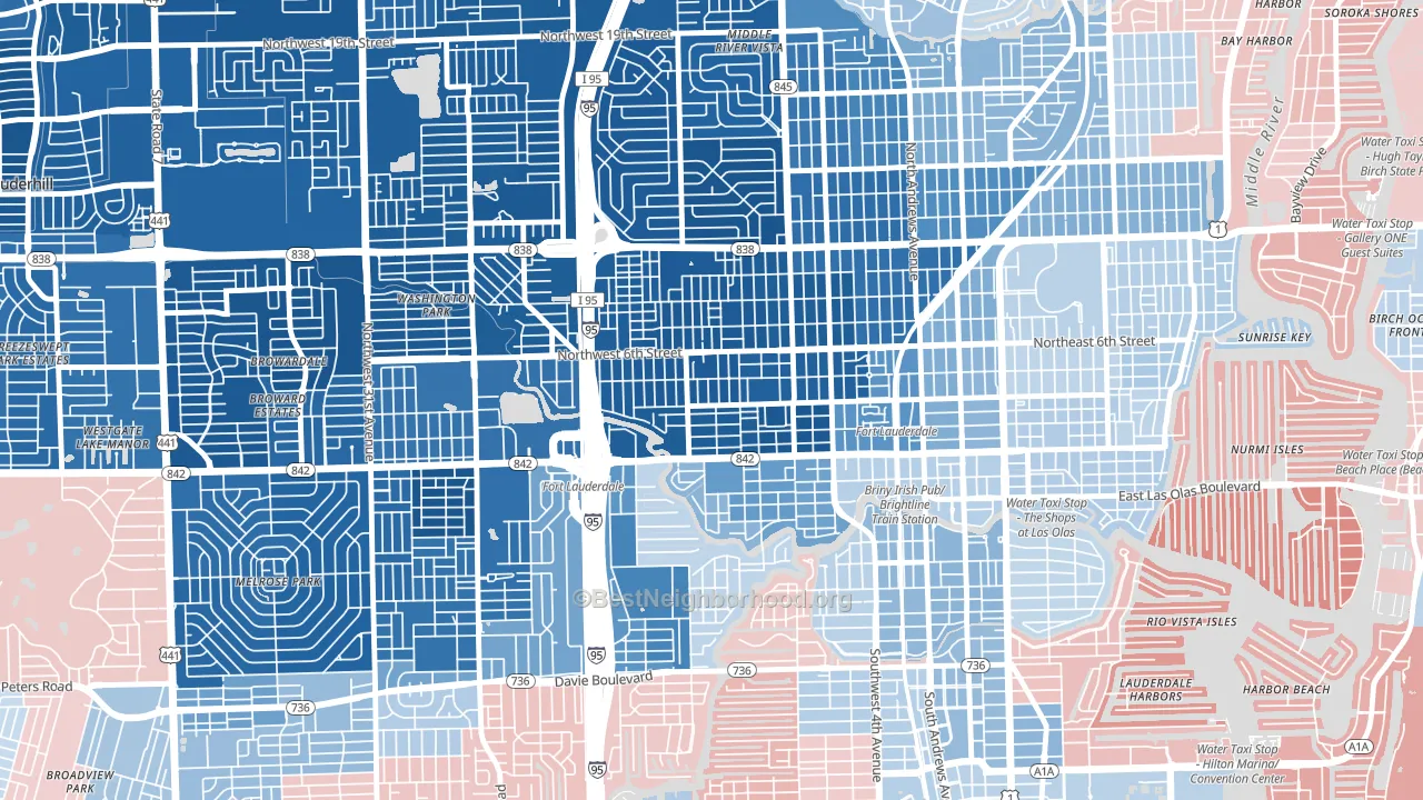 Dorsey-Riverbend, Fort Lauderdale, FL block-group political-lean map