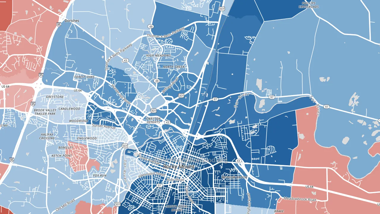 Dortches, NC block-group political-lean map