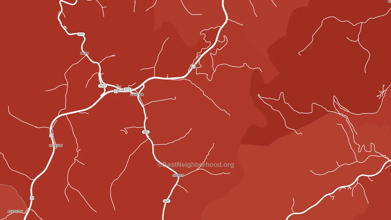 Dorton, KY block-group political-lean map