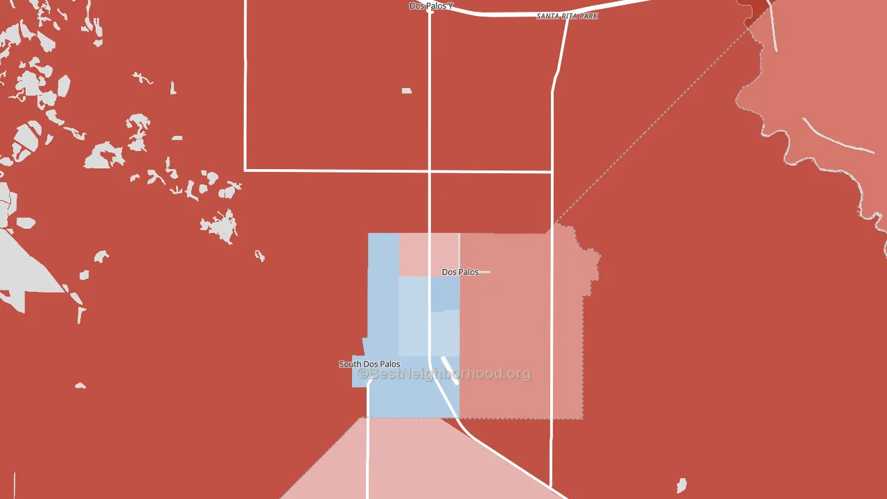 Dos Palos, CA block-group political-lean map