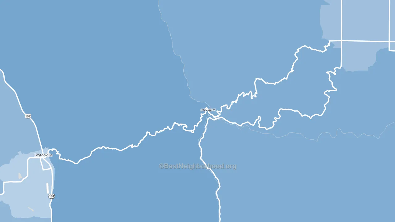 Dos Rios, CA block-group political-lean map