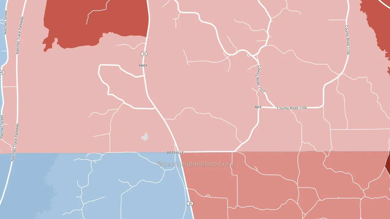 Dossville, MS block-group political-lean map