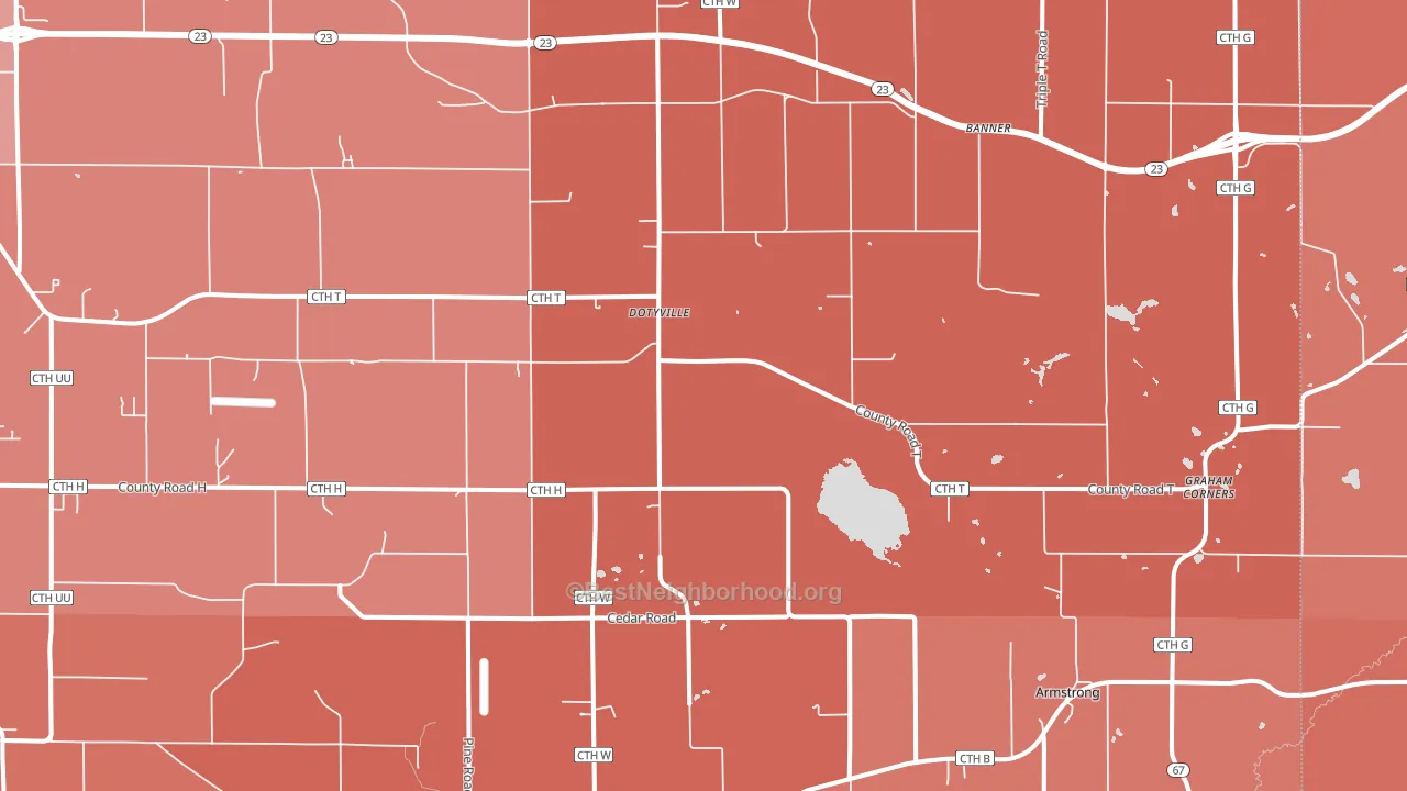 Dotyville, WI block-group political-lean map