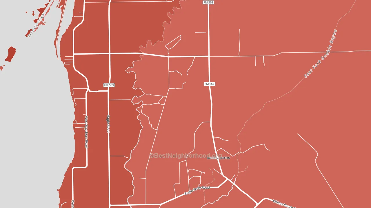 Double Bayou, TX block-group political-lean map
