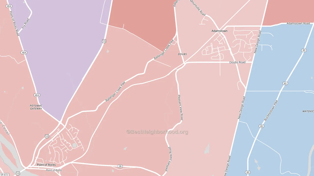 Doubs, MD block-group political-lean map