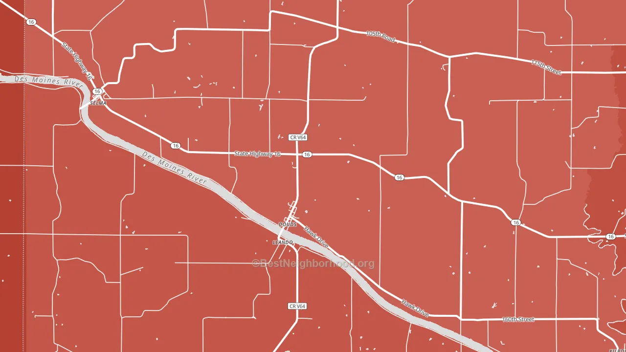 Douds, IA block-group political-lean map