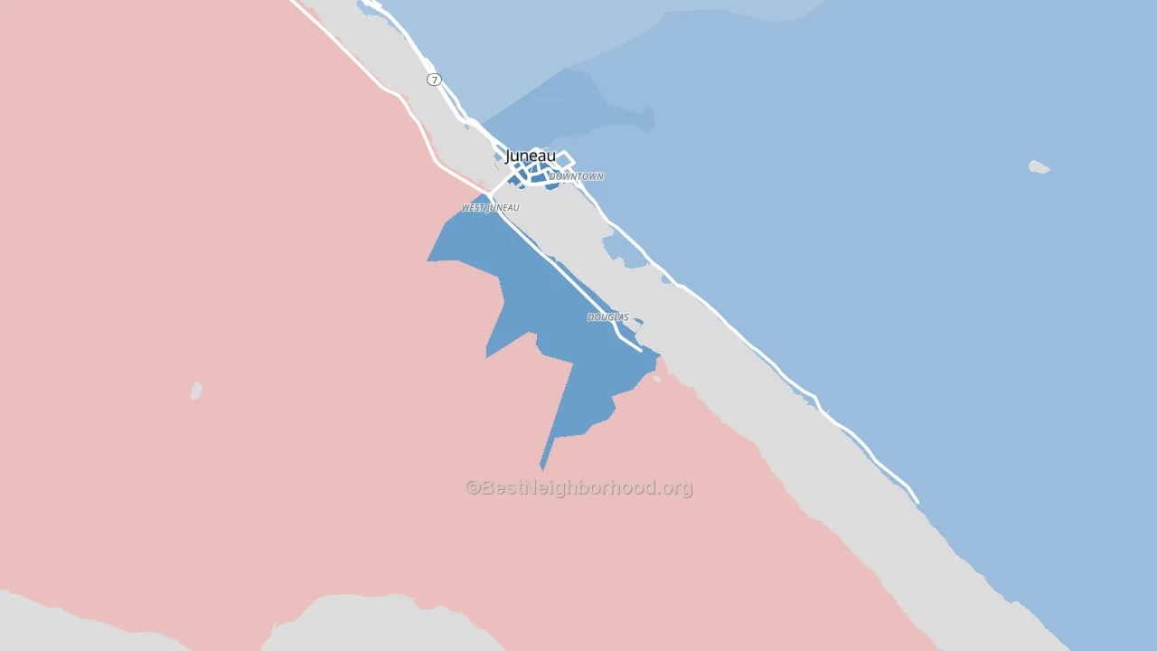 Douglas, AK block-group political-lean map
