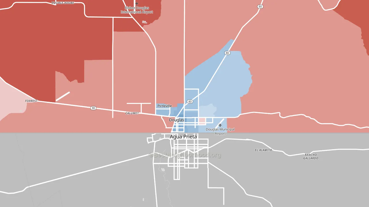 Douglas, AZ block-group political-lean map