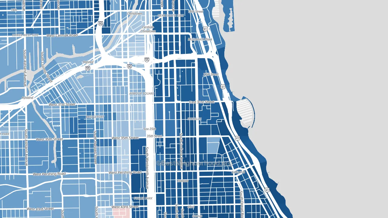 Douglas, Chicago, IL block-group political-lean map