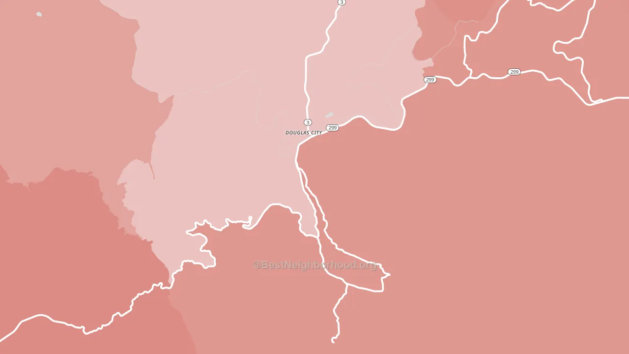 Douglas City, CA block-group political-lean map