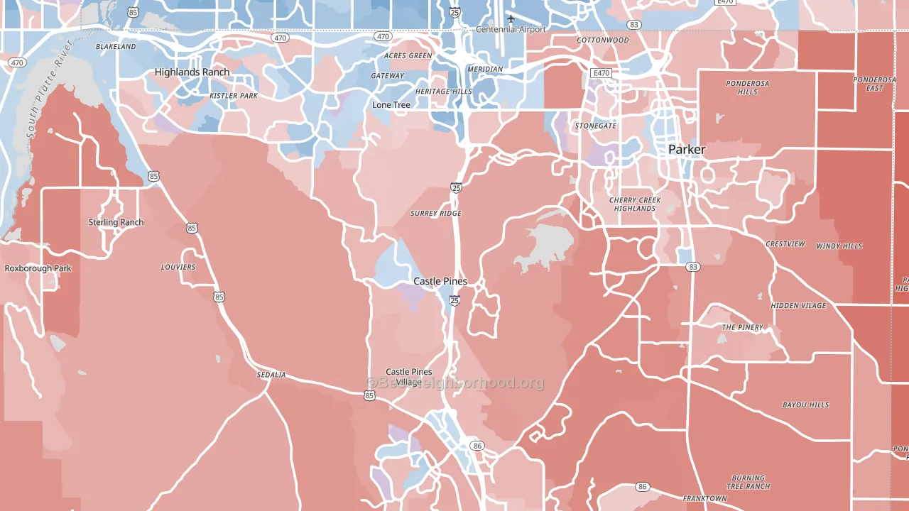 Douglas County, CO block-group political-lean map