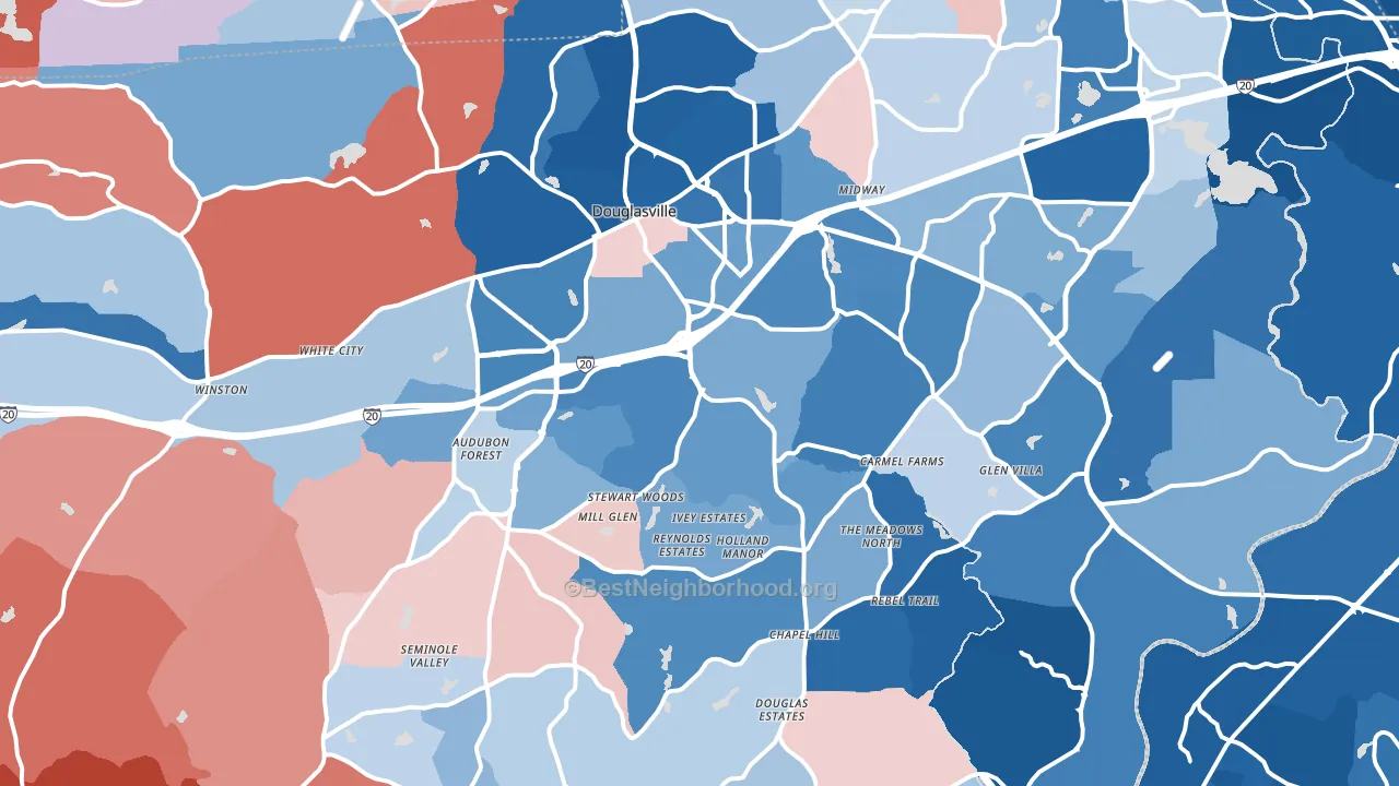 Douglas County, GA block-group political-lean map