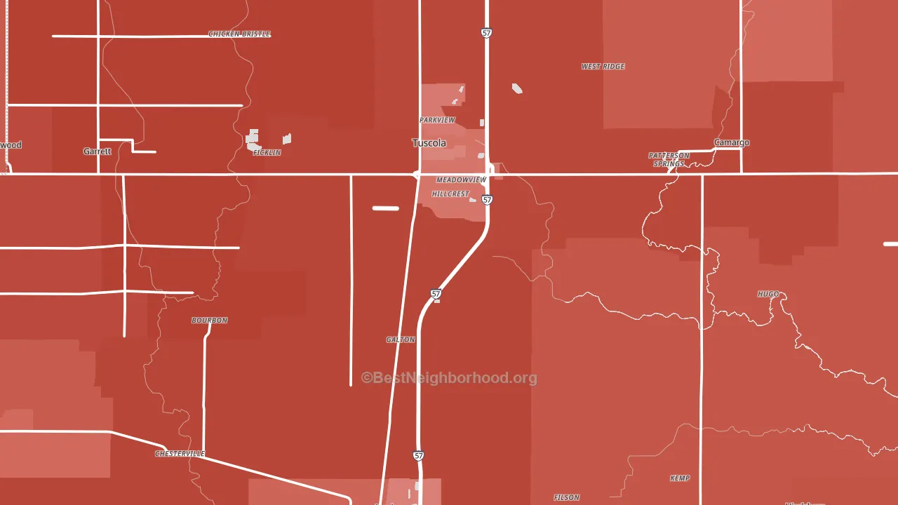 Douglas County, IL block-group political-lean map