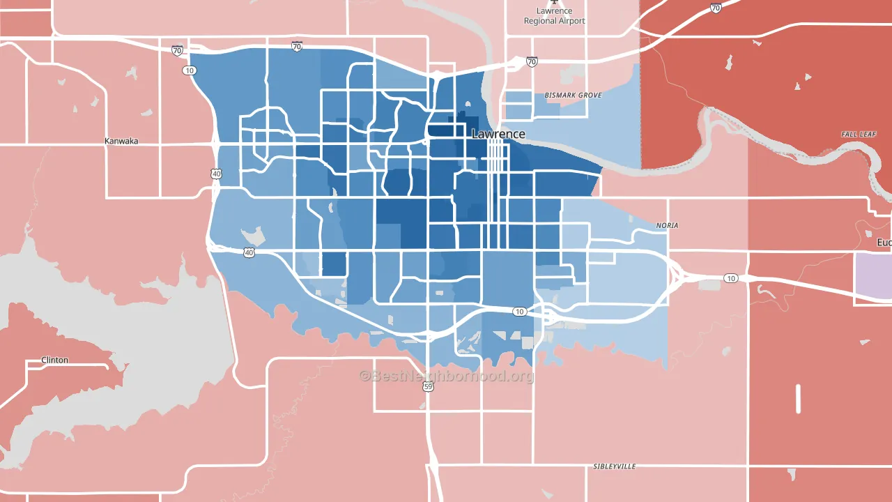 Douglas County, KS block-group political-lean map