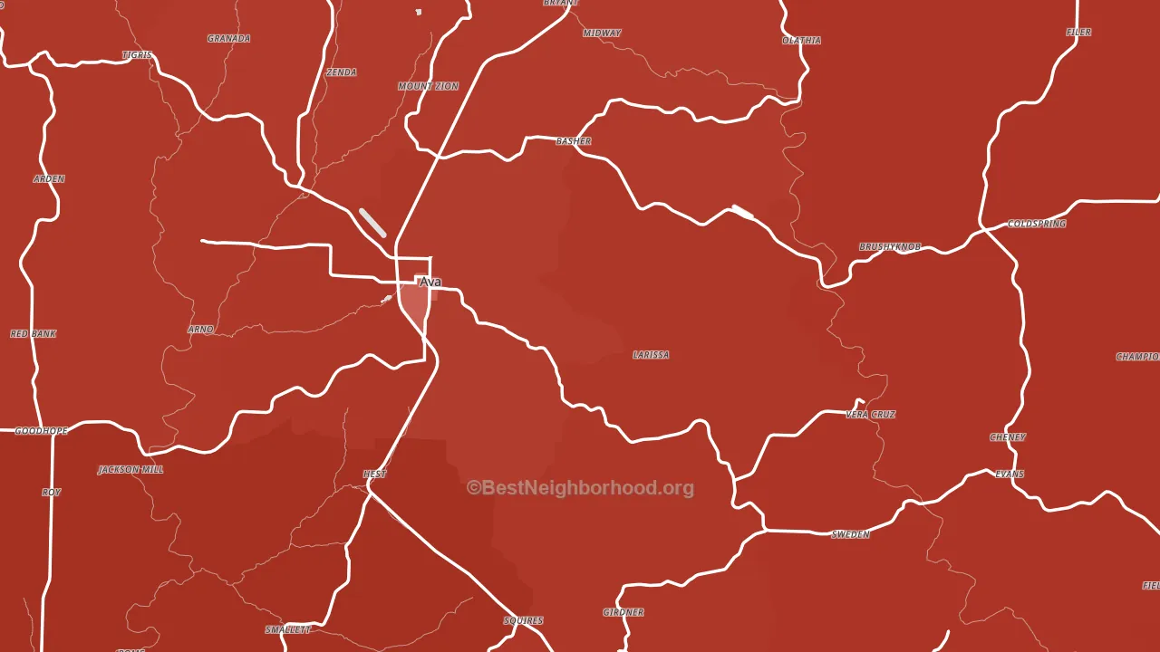 Douglas County, MO block-group political-lean map
