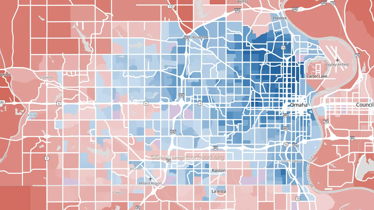 Douglas County, NE block-group political-lean map