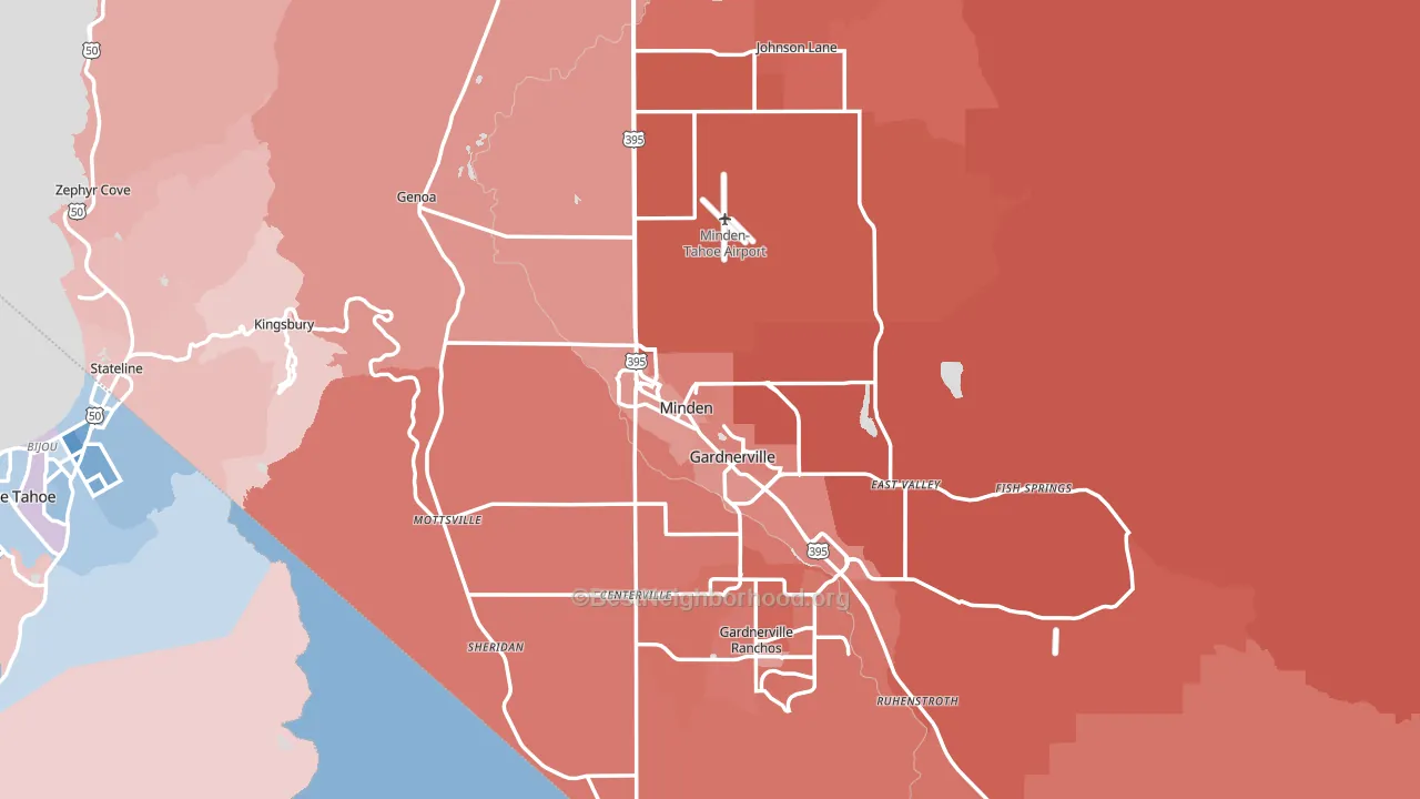 Douglas County, NV block-group political-lean map